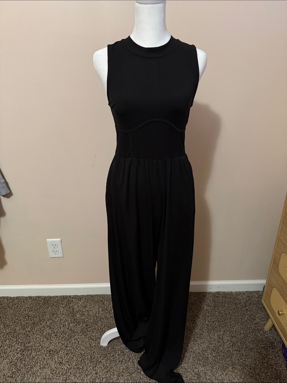Cider Black Sleeveless Wide-Leg Jumpsuit